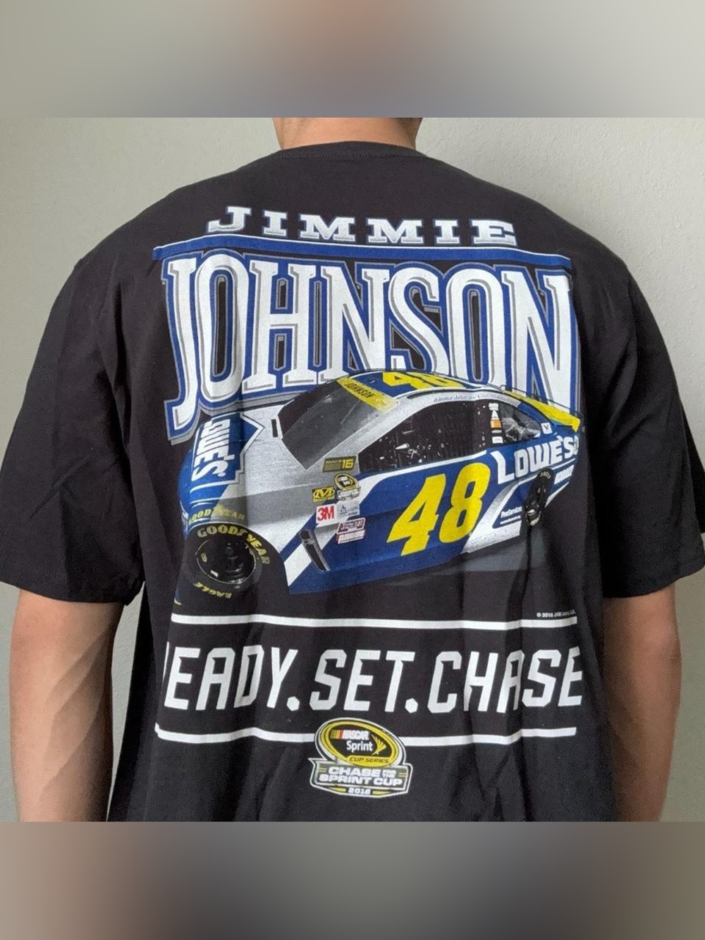 Vintage 2000s Jimmie Johnson NASCAR Graphics Black Tee Shirt Racing
